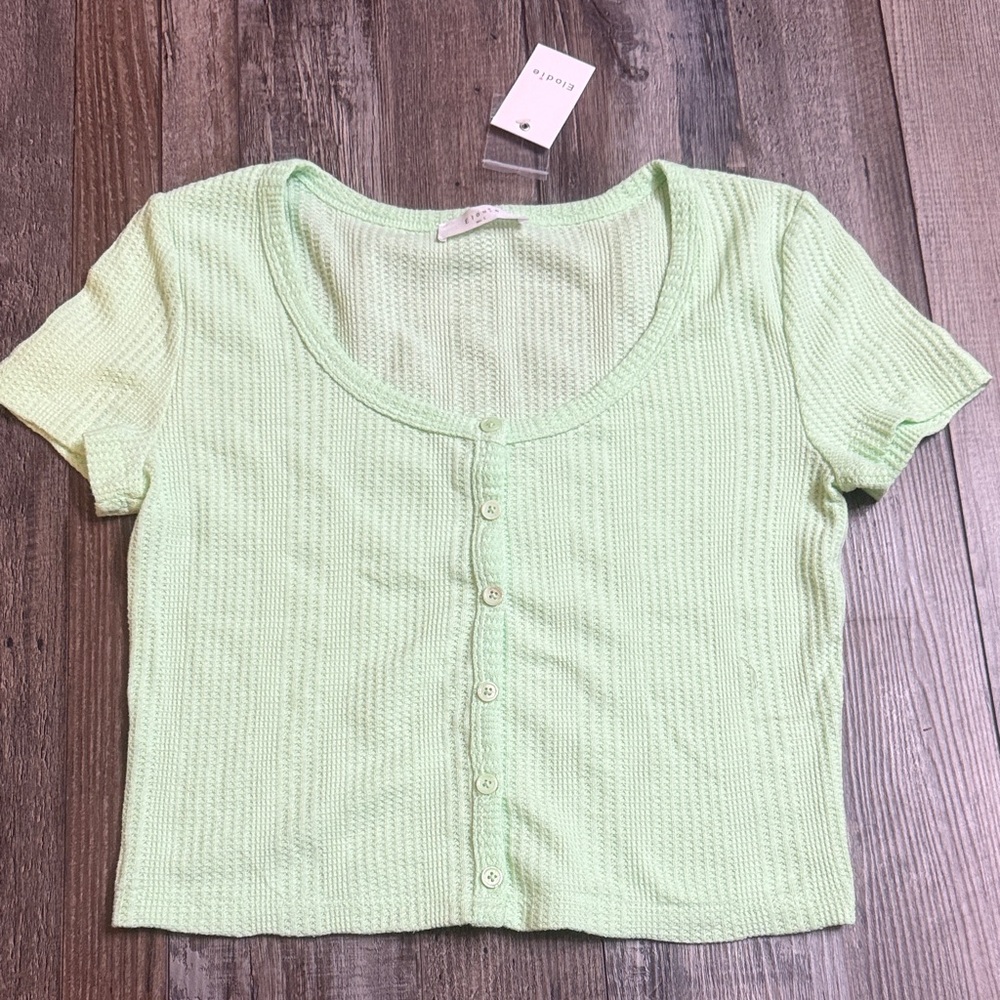 Elodie Light Green Button-Up Women Top